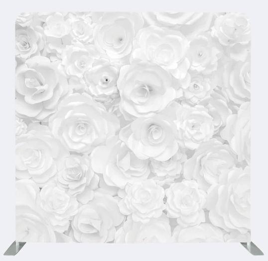 Vierkante backdrop witte rozen huren voor photobooth of evenement - Q-Verhuur